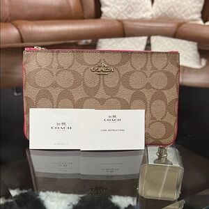 Coach Brown and Pink Signature Wristlet